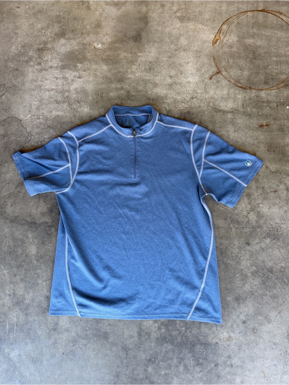 Kuhl Revel 1/4 Quarter Zip Short Sleeve Shirt Performance Hiking Mens XS Blue
